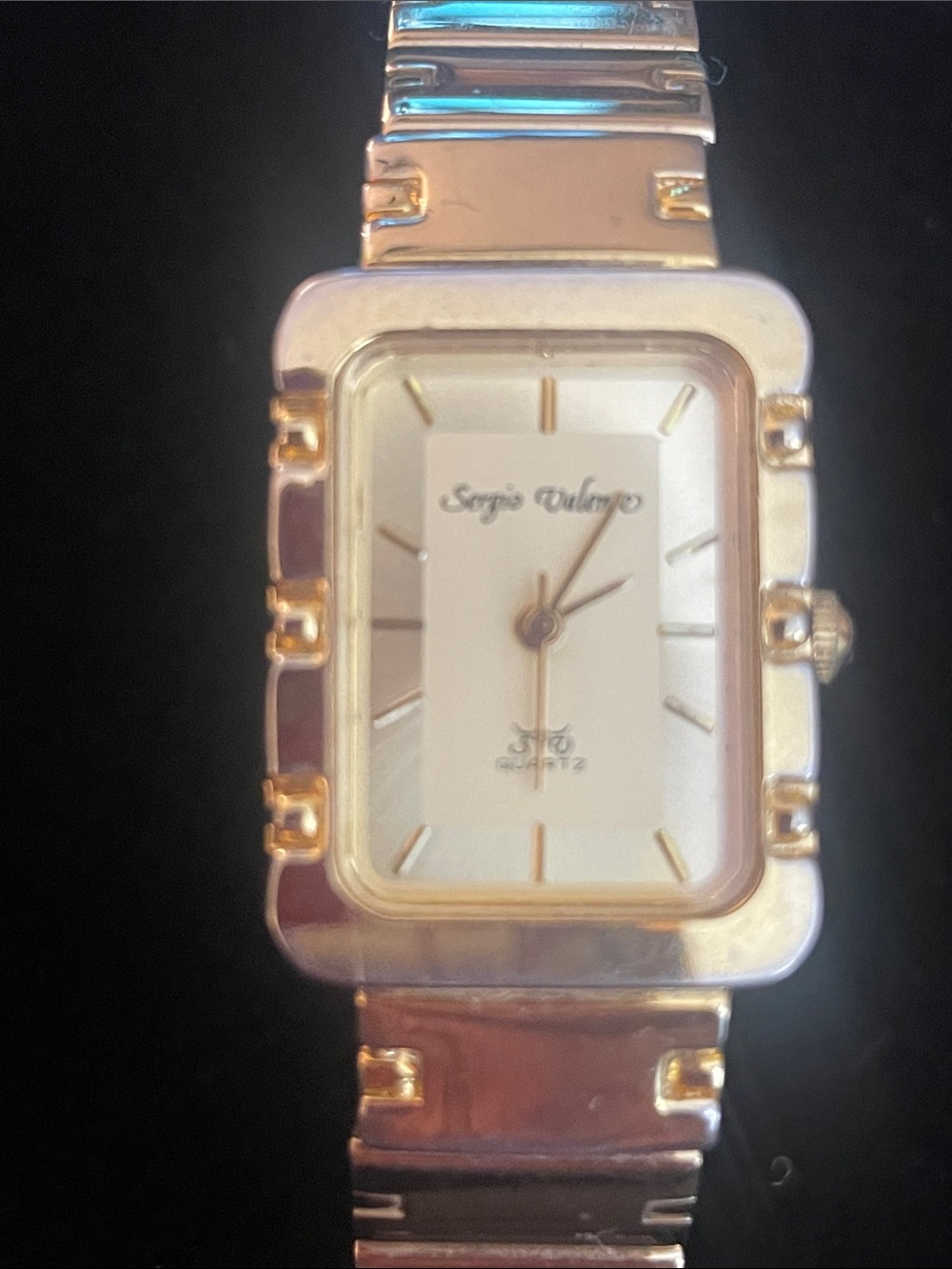 Sergio Valenti Gold-Tone Rectangular Watch. Runs great! Keeps great time!